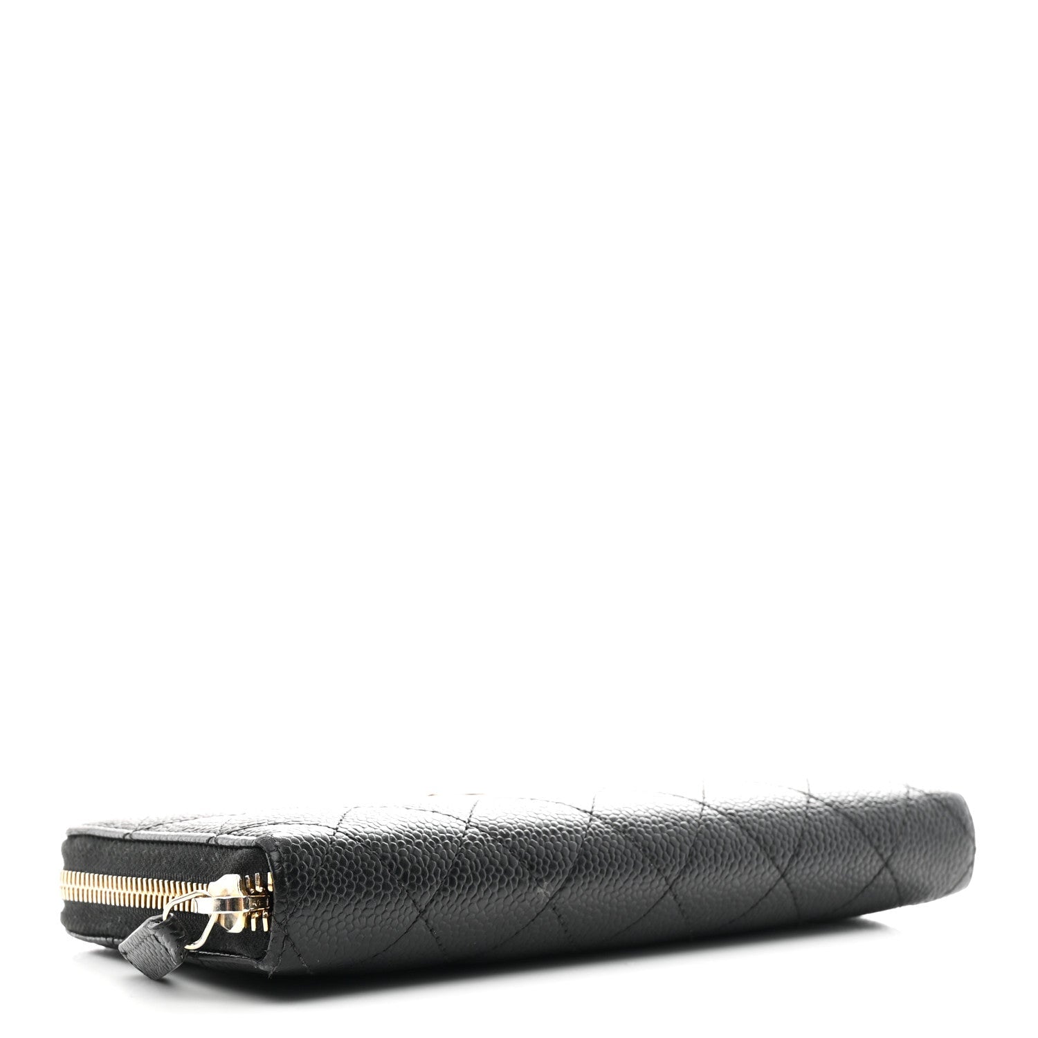 Caviar Quilted Large Gusset Zip Around Wallet Black