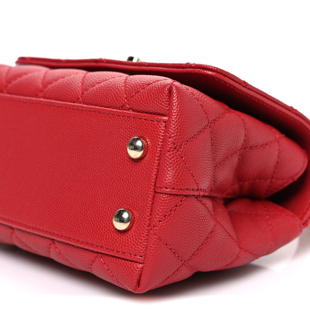 Chanel Caviar Quilted Extra Mini Coco Handle Flap Red