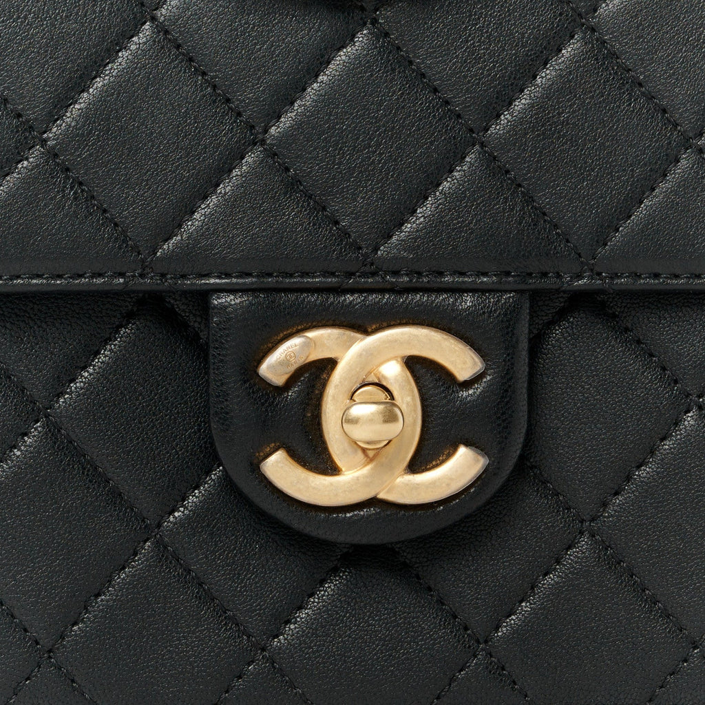 Chanel Goatskin Quilted Chic Pearls Flap Black