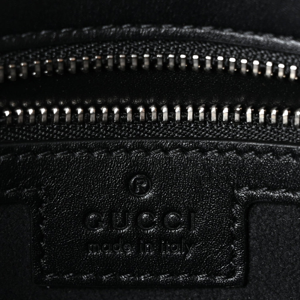 Gucci Senna Calfskin Petite GG Top Handle Shoulder Bag Black