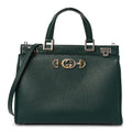 Gucci Grainy Calfskin Medium Zumi Top Handle Bag Vintage Green