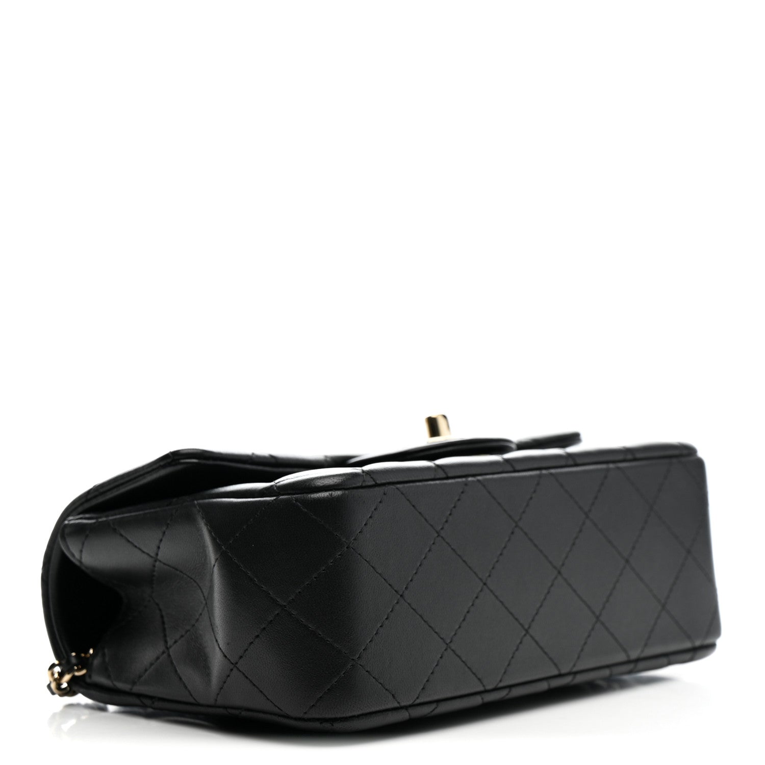 Chanel Lambskin Quilted Mini Top Handle Rectangular Flap Black
