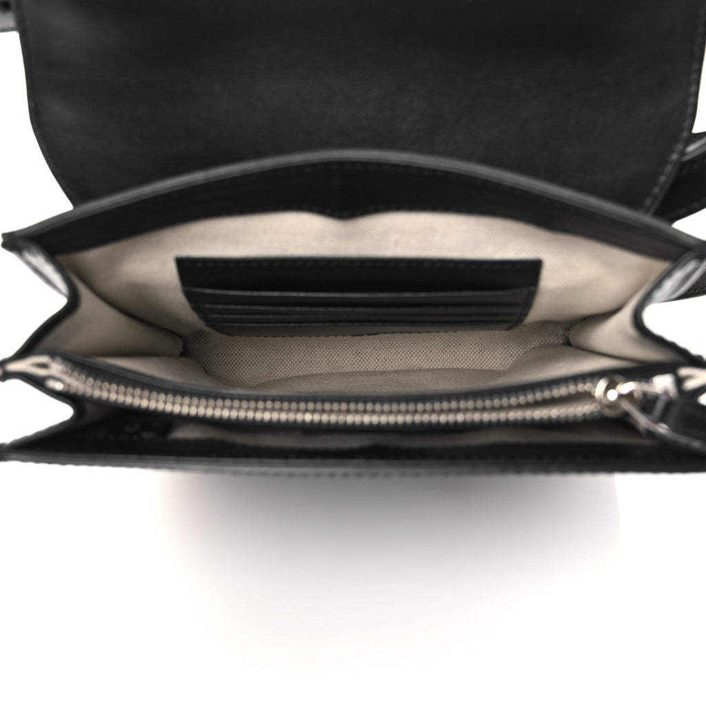 Gucci Calfskin GG Tennis Embossed Messenger Bag Black
