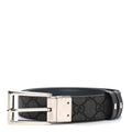 Gucci Selleria Calfskin GG Supreme Monogram Reversible Belt 90 36 Graphite Grey Black