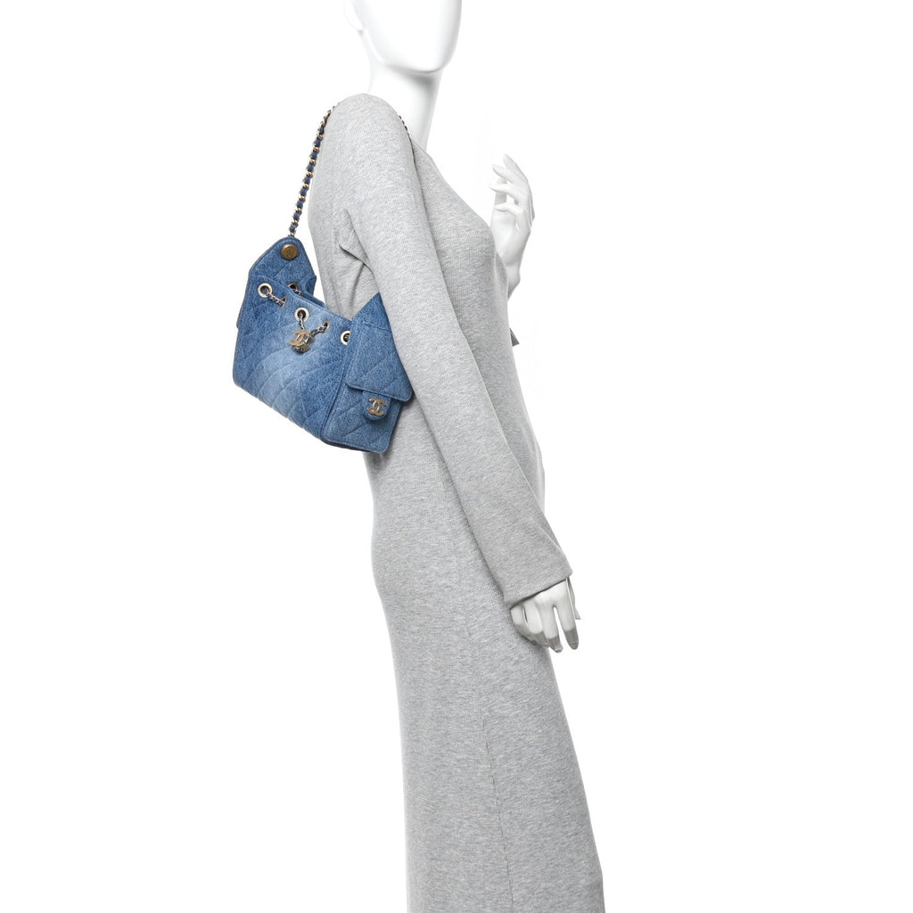 Chanel Washed Denim Quilted Mini Chanel 25 Handbag Blue