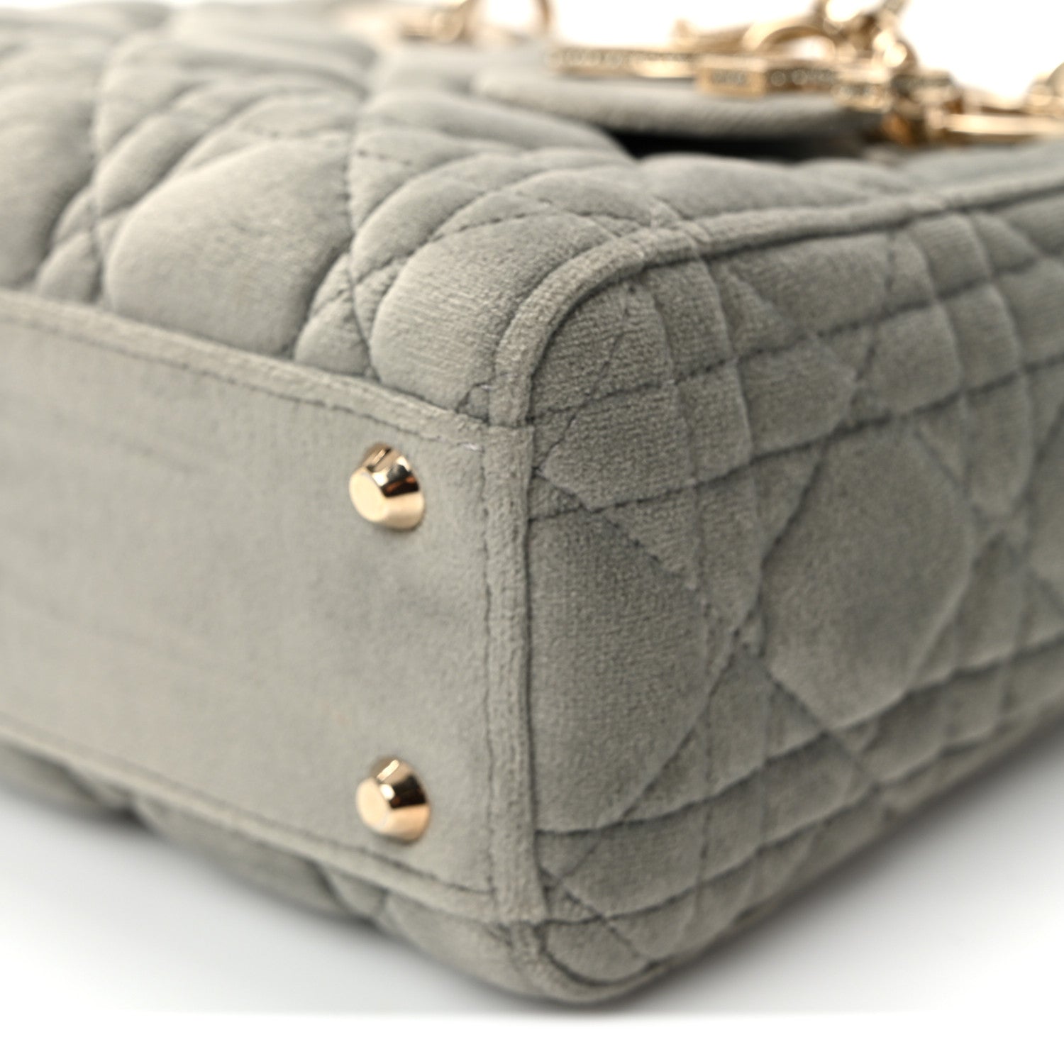 Christian Dior Velvet Mini Lady Dior Gray