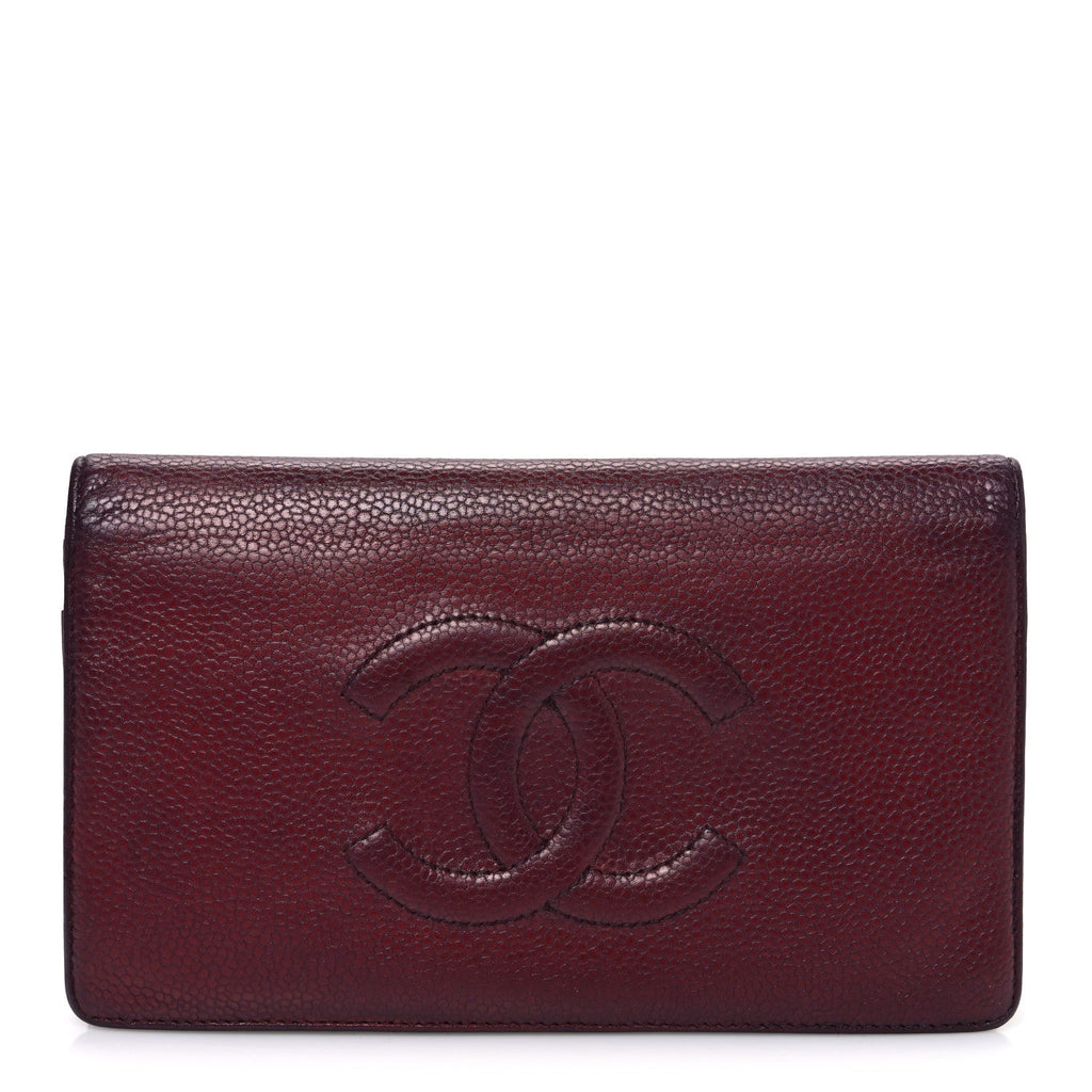 Caviar Timeless CC Yen Wallet Burgundy