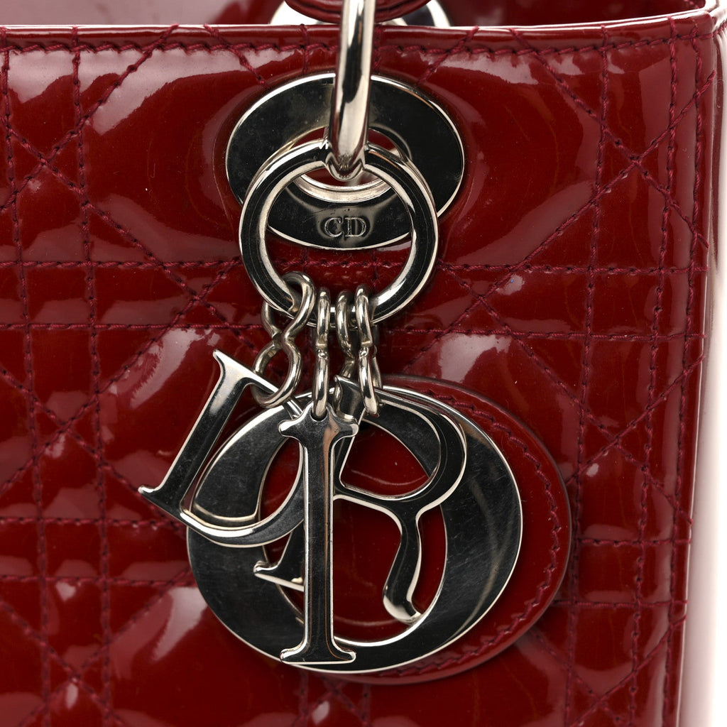 Christian Dior Patent Cannage Medium Lady Dior Red