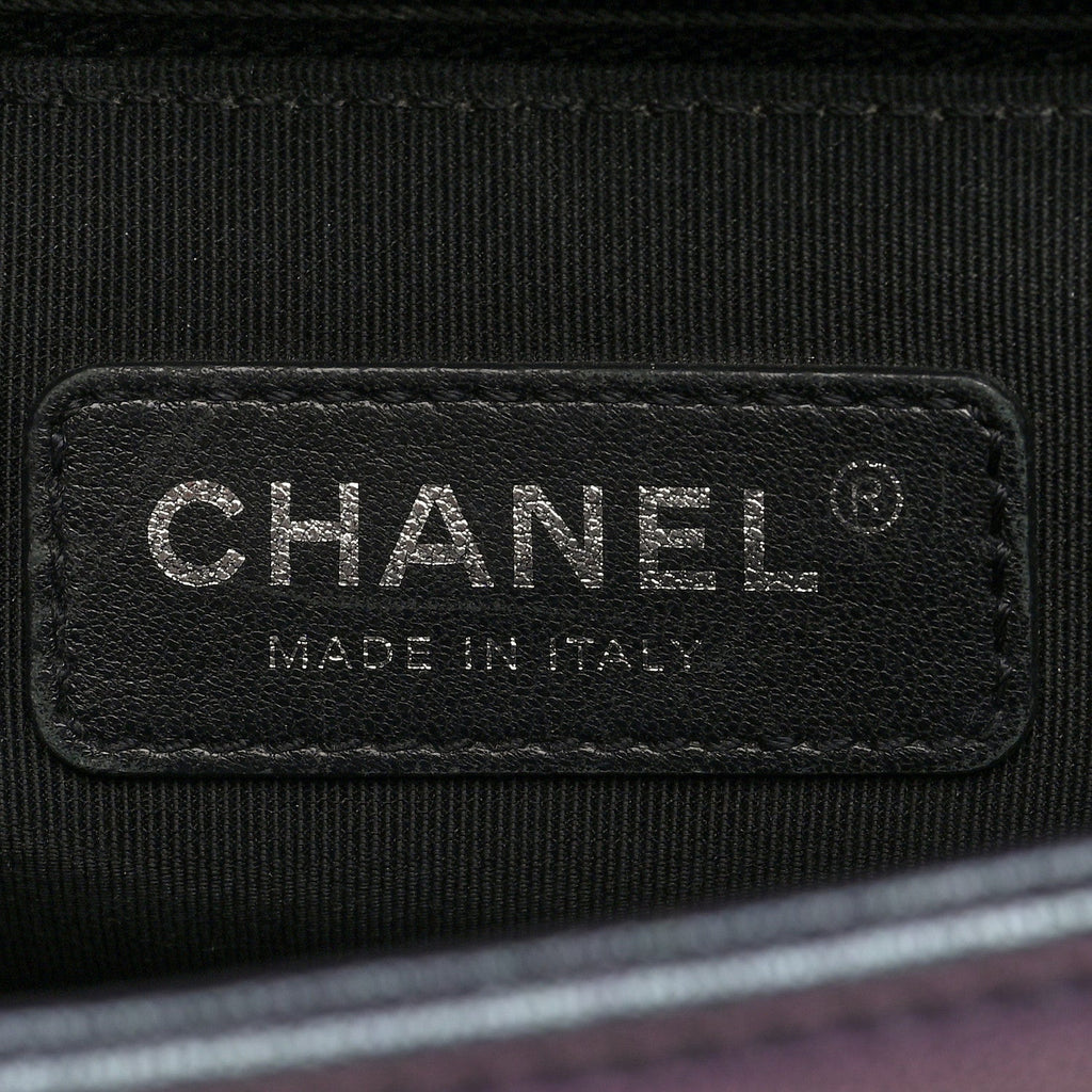 Chanel Iridescent Goatskin Quilted New Medium Boy Flap Purple