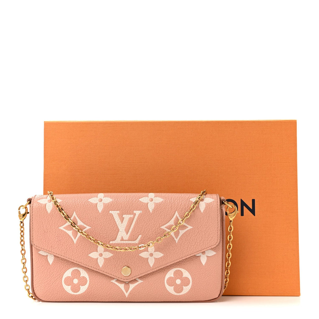 Louis Vuitton Empreinte Monogram Giant Felicie Pochette Chain Wallet Rose Trianon Creme