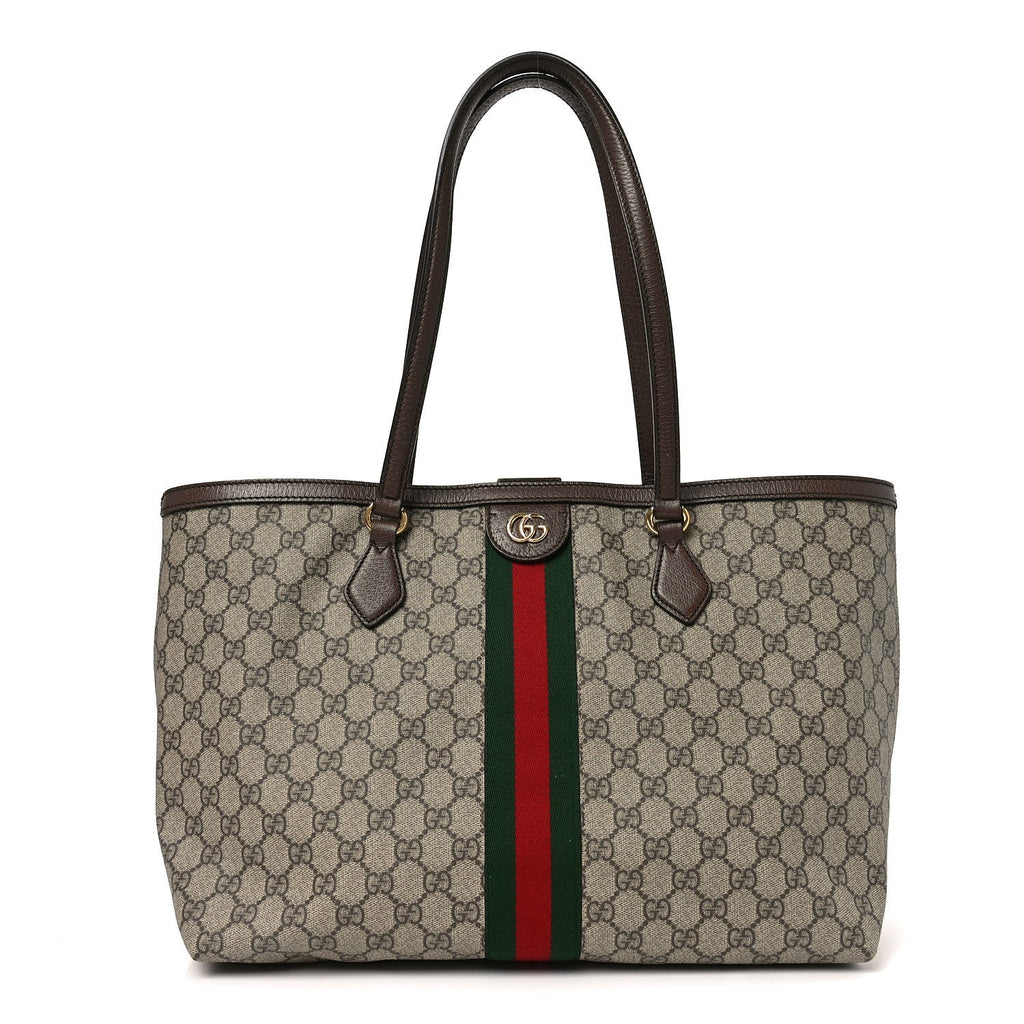 Gucci GG Supreme Monogram Medium Ophidia Shopping Tote Brown