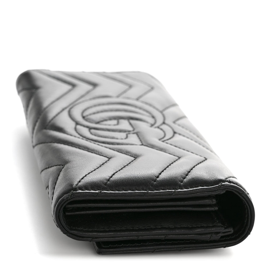 Gucci Calfskin Matelasse GG Marmont Continental Wallet Black
