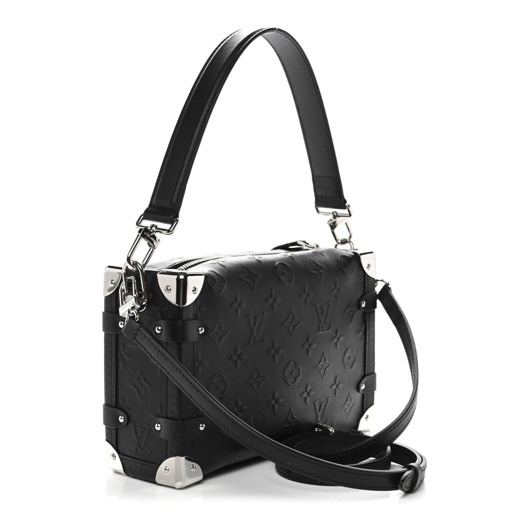 Louis Vuitton Calfskin Debossed Monogram Side Trunk Black