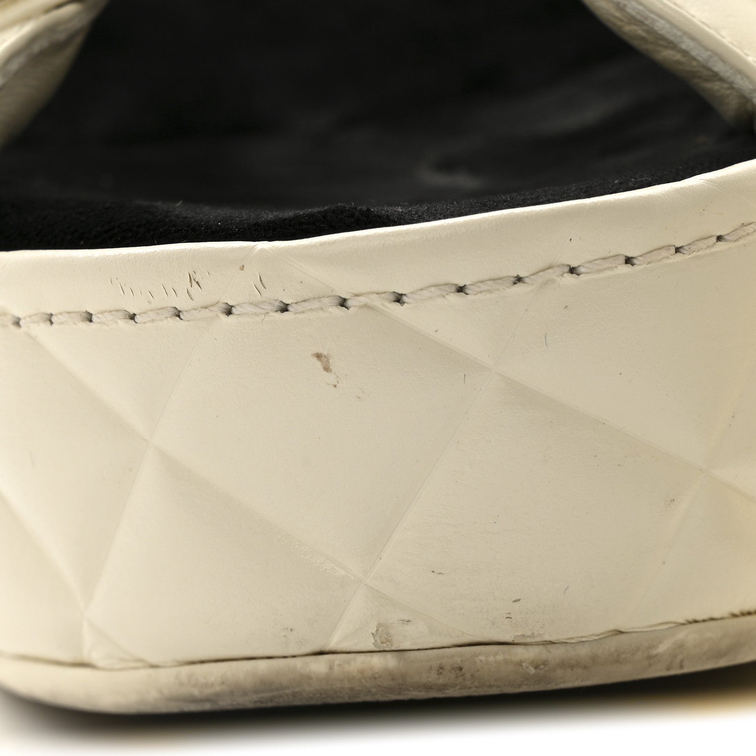 Chanel Shiny Calfskin Quilted Wedge Sandals 36 Ivory