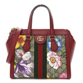 Gucci GG Supreme Monogram Flora Web Small Ophidia Tote Bag Red