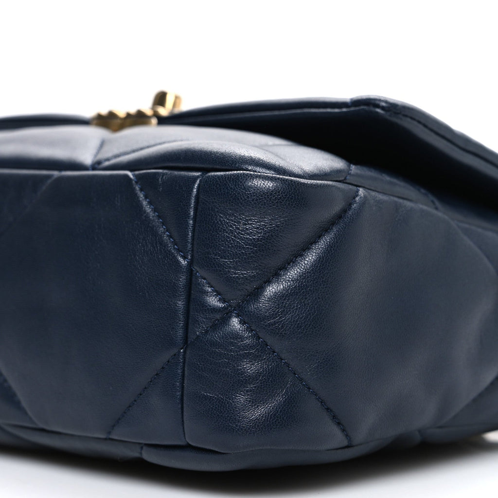 Chanel Lambskin Quilted Medium Chanel 19 Flap Navy Blue