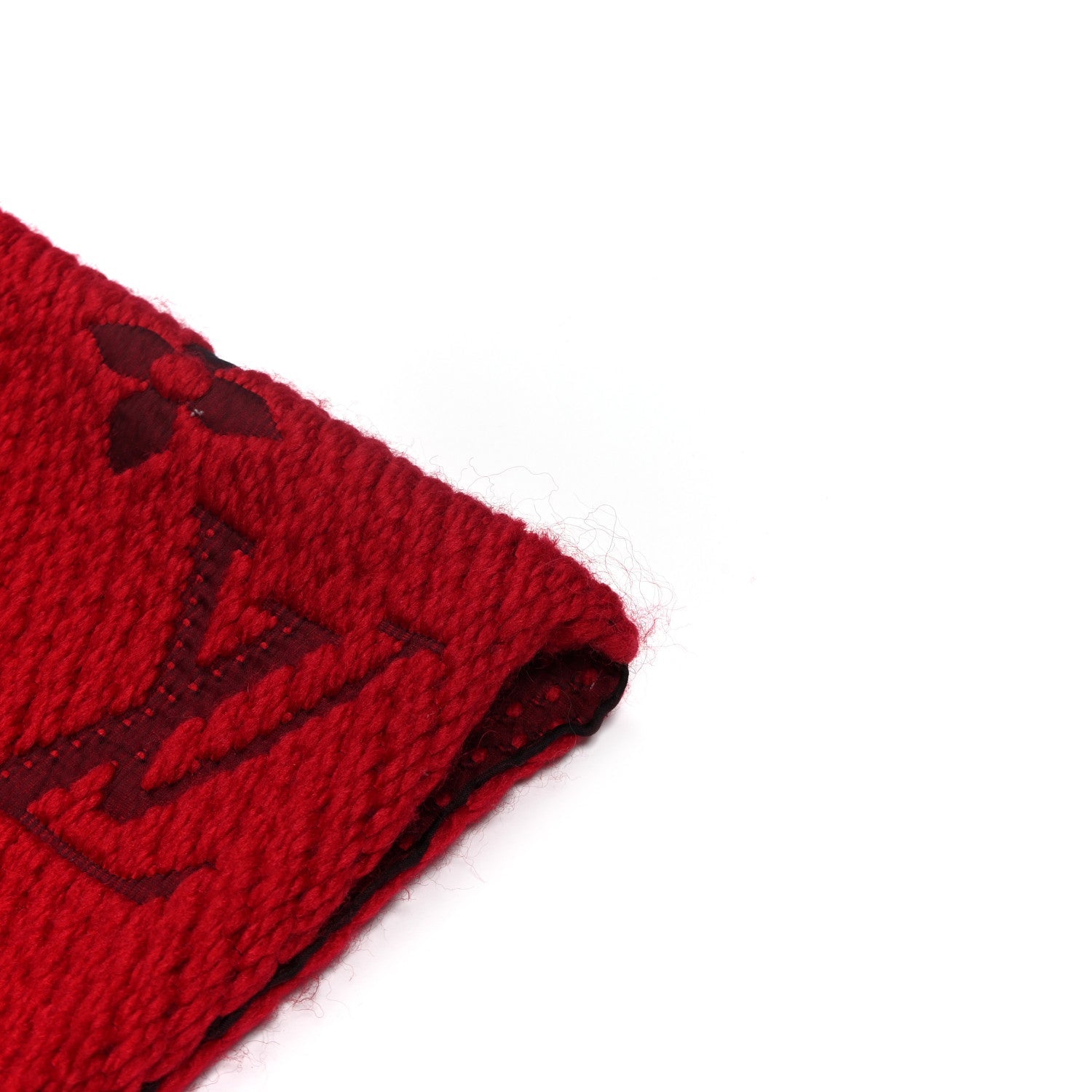 Louis Vuitton Wool Silk Logomania Scarf Rubis