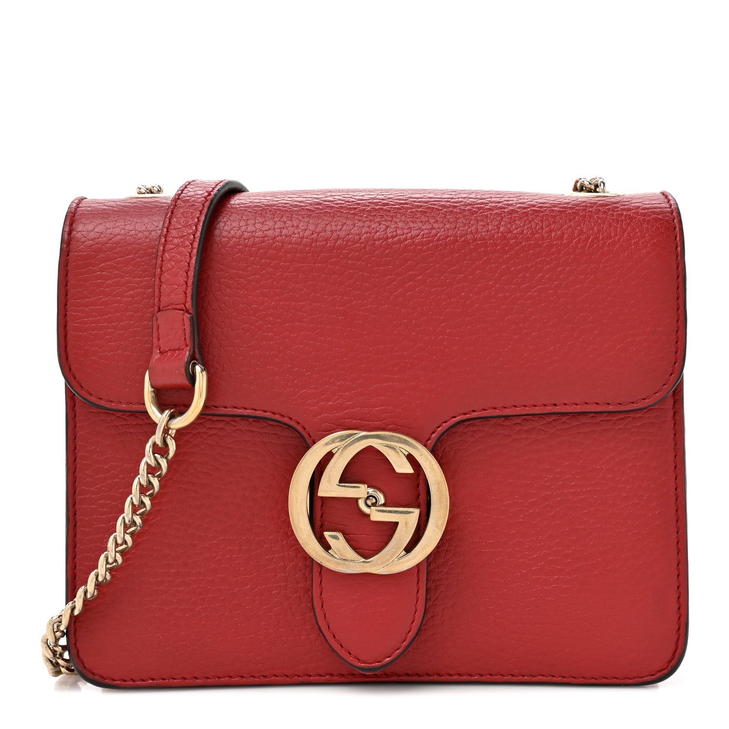 Gucci Dollar Calfskin Small Interlocking G Shoulder Bag Red