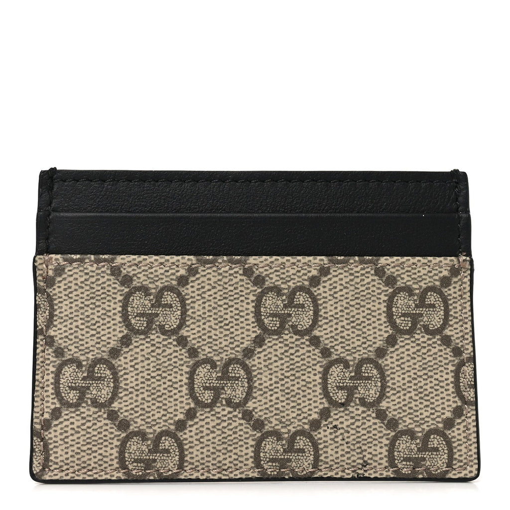 Gucci GG Supreme Monogram Calfskin Card Holder Beige Black