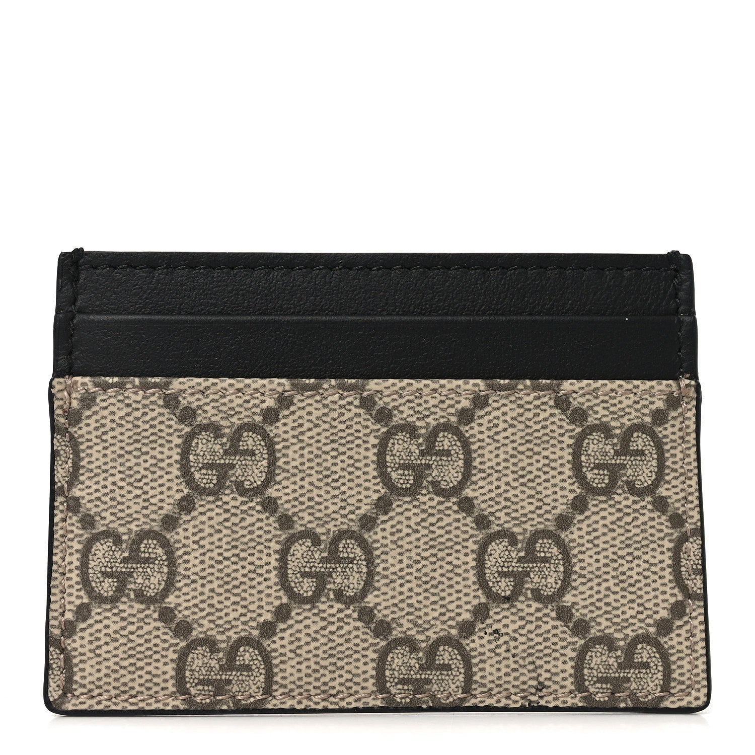 Gucci GG Supreme Monogram Calfskin Card Holder Beige Black