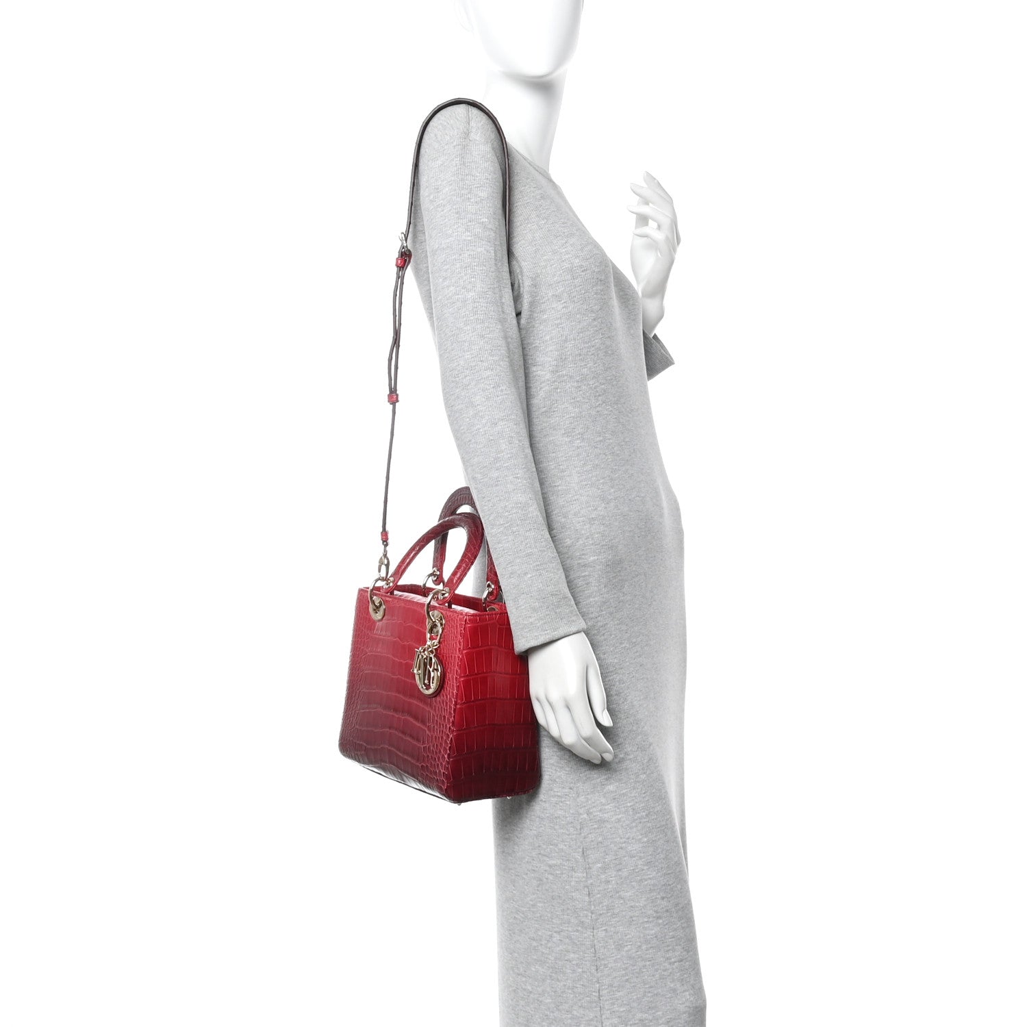 Christian Dior Alligator Gradient Medium Lady Dior Red