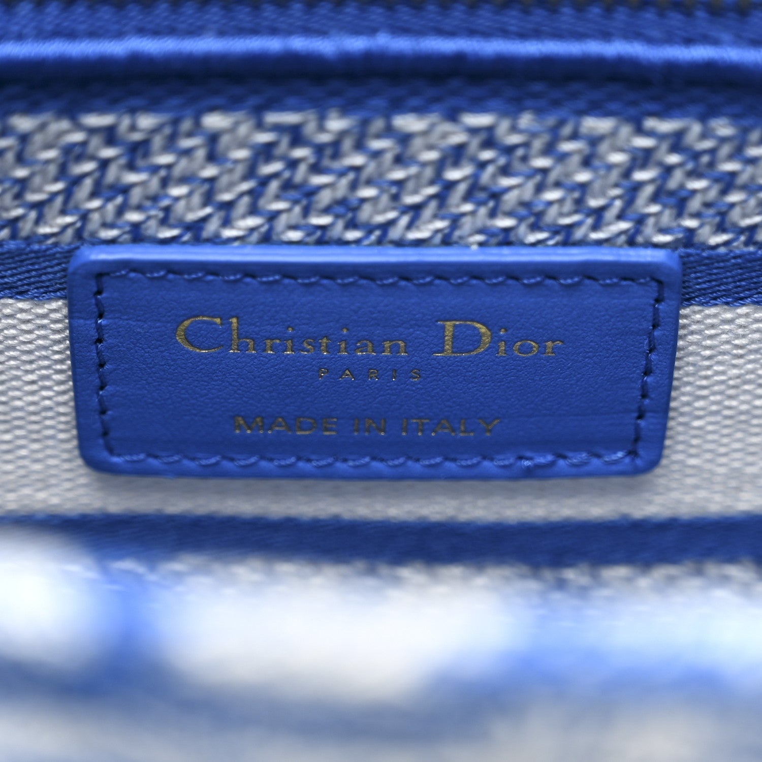 Christian Dior Canvas Toile De Jouy Reverse Embroidered Medium Lady D-Lite Fluorescent Blue