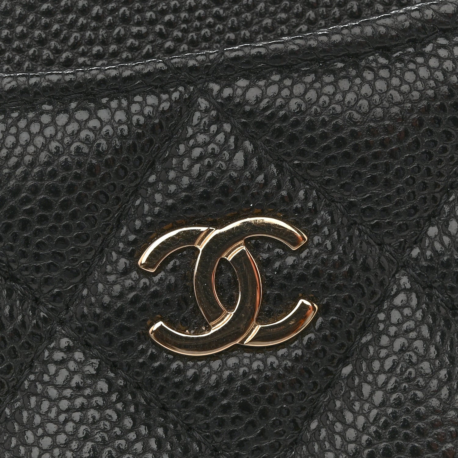 Caviar Quilted CC Zip Around Card Holder Black