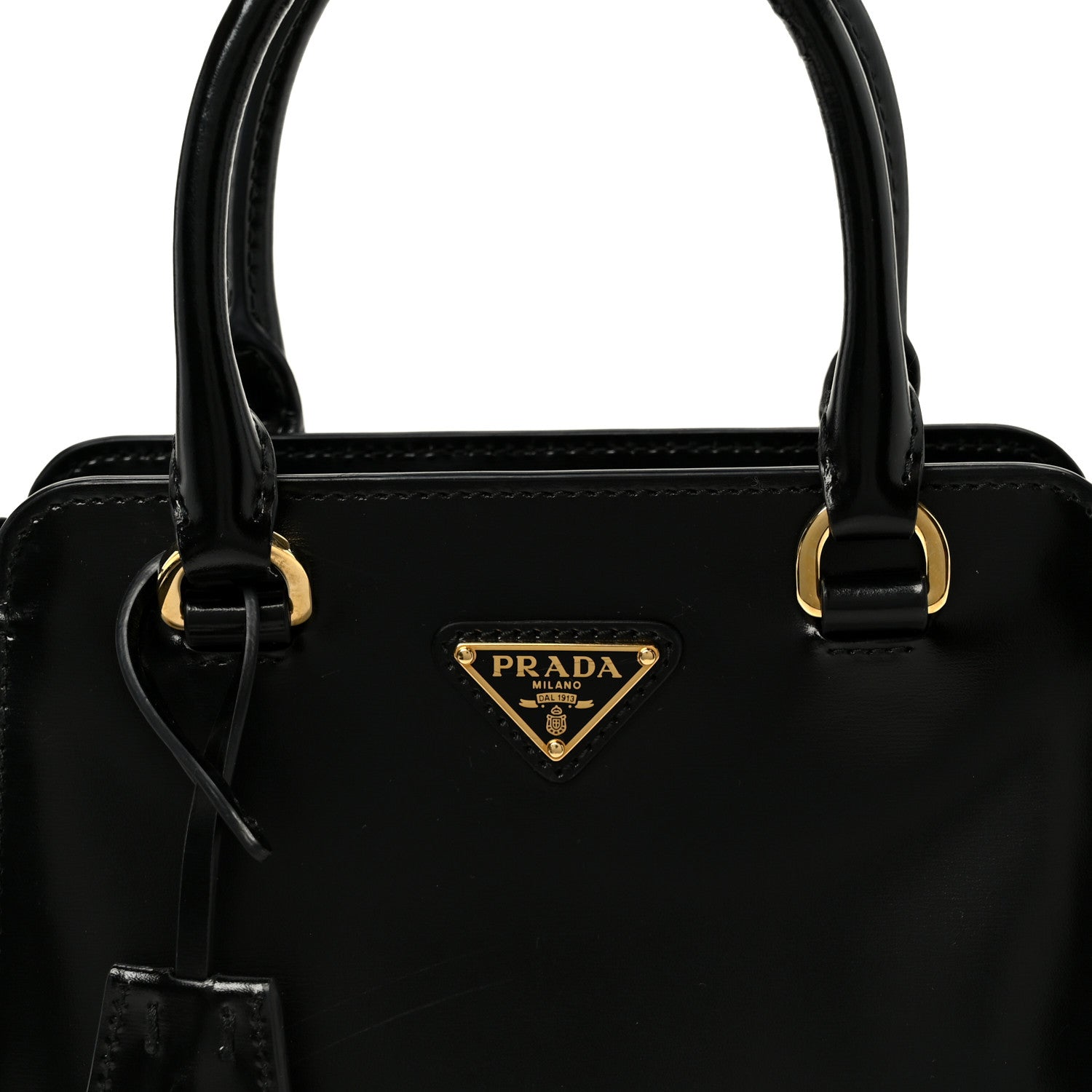Prada Brushed Calfskin Mini Zippered Crossbody Tote Black