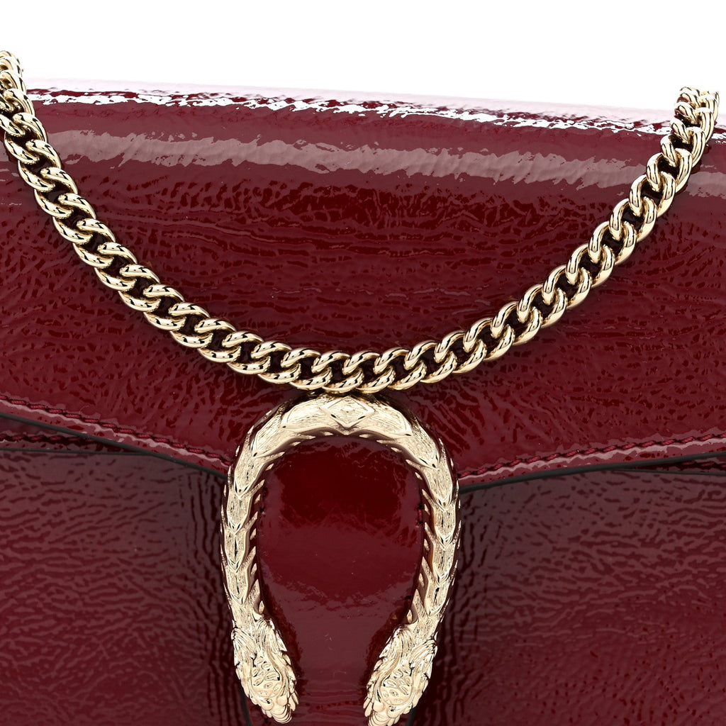 Gucci Crinkled Patent Mini Dionysus Shoulder Bag Rosso Ancora Red