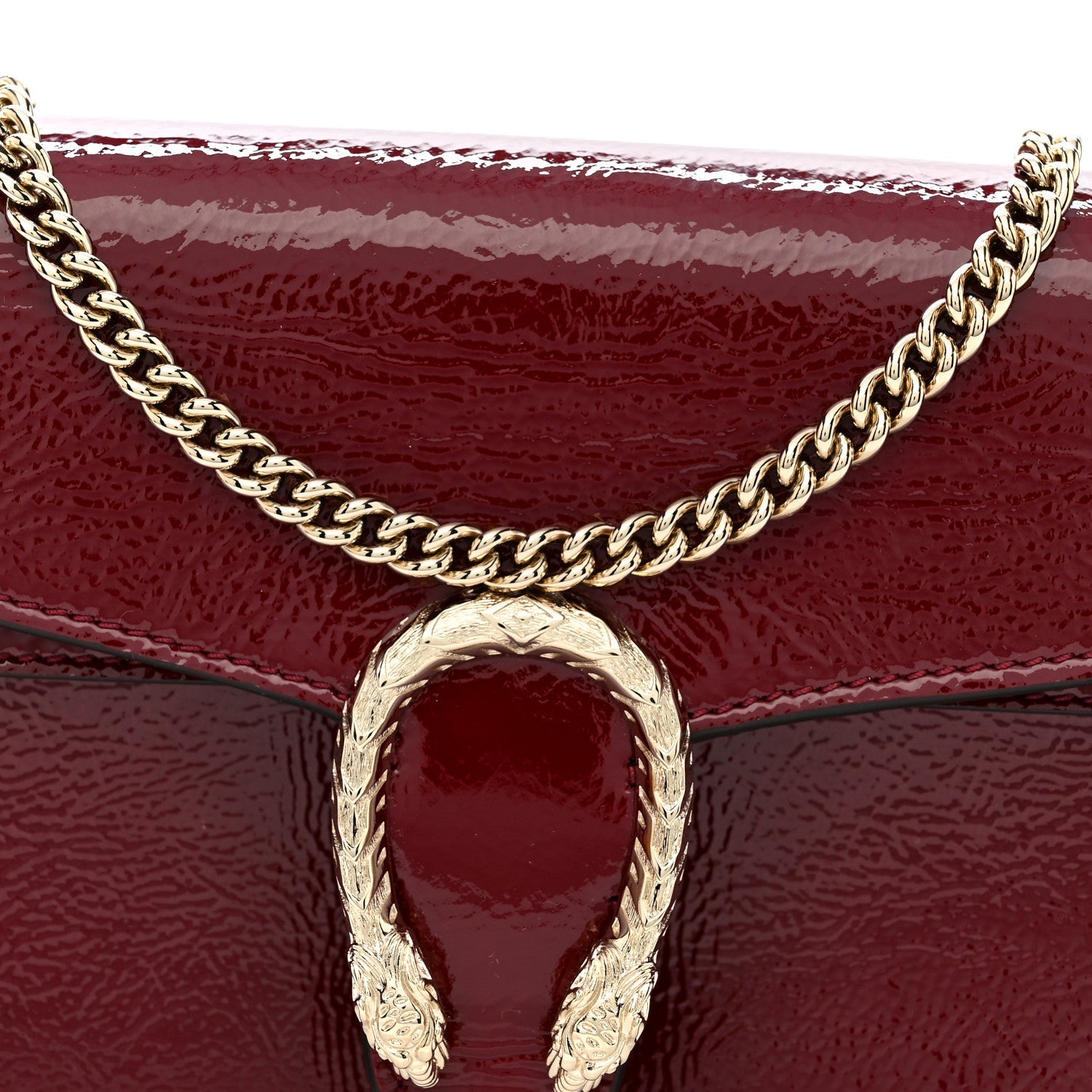 Gucci Crinkled Patent Mini Dionysus Shoulder Bag Rosso Ancora Red
