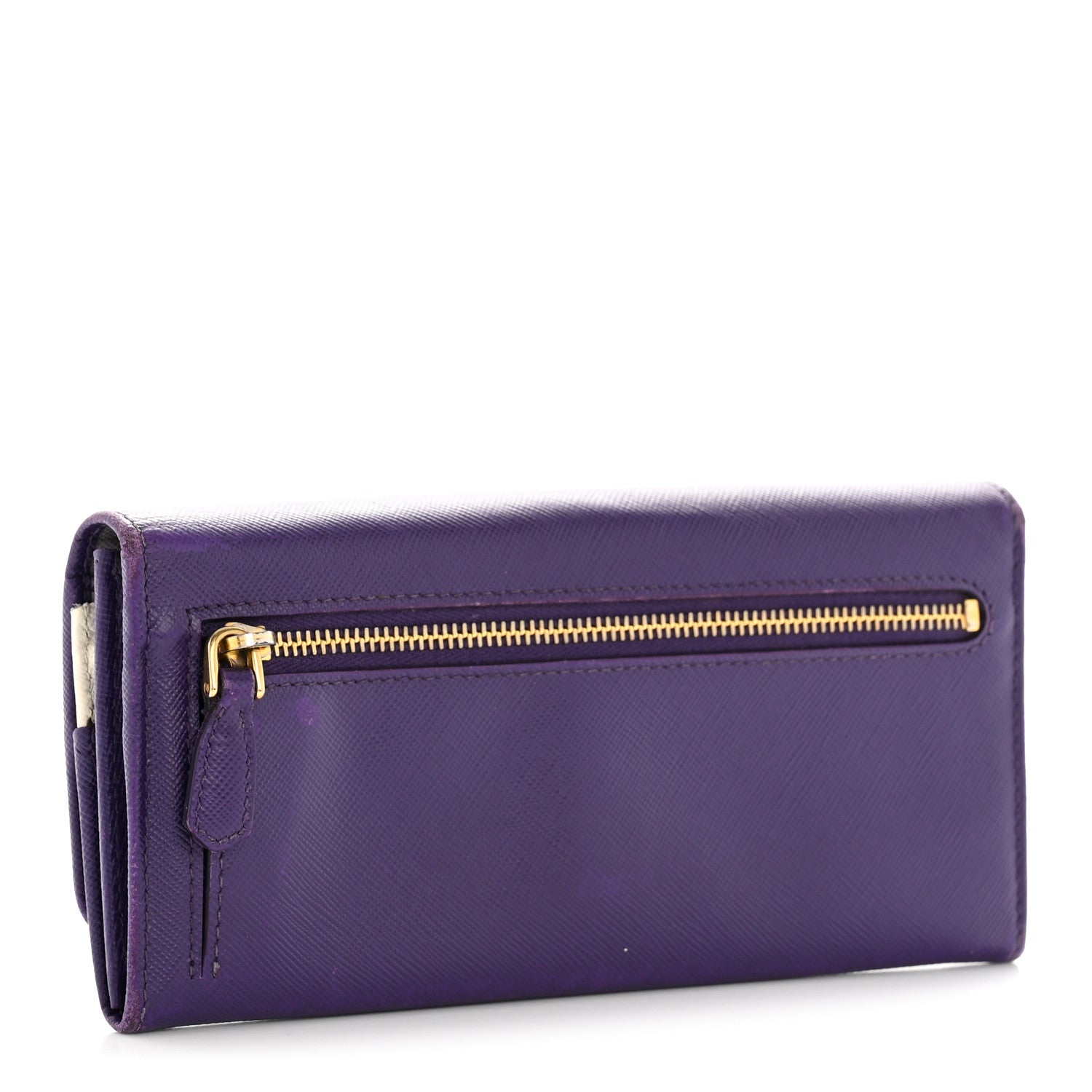 Prada Saffiano Lux Continental Flap Travel Wallet Viola Multicolor