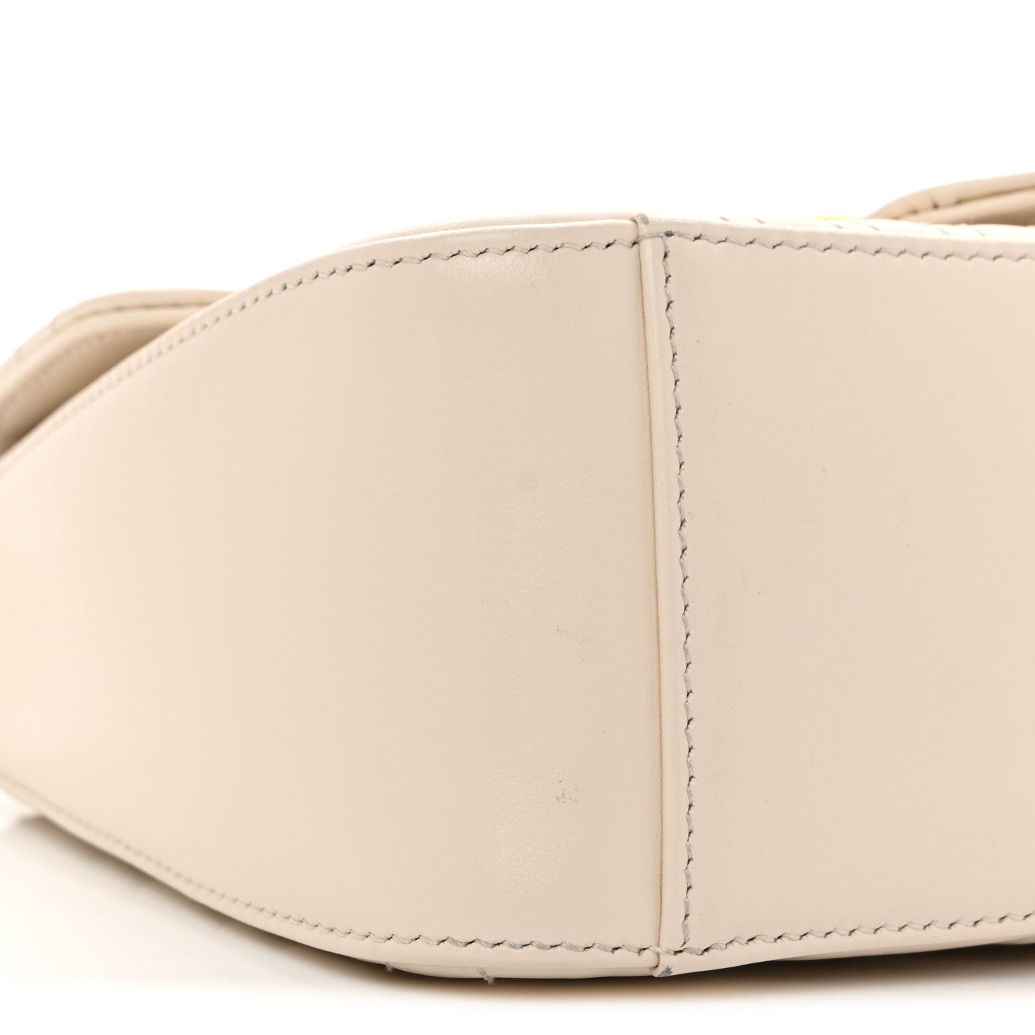 Gucci Calfskin Matelasse Mini GG Marmont Top Handle Shoulder Bag White