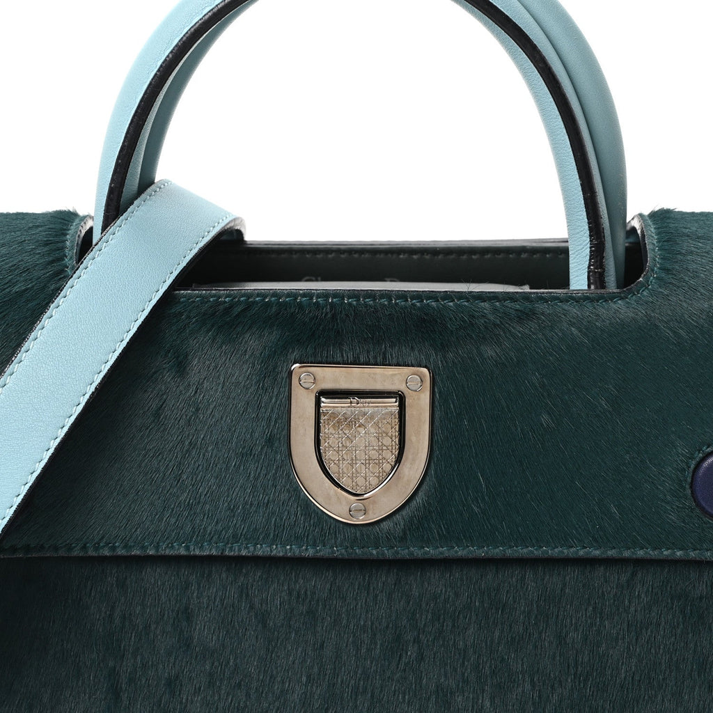 Christian Dior Calf Hair Calfskin Tri-Color Mini Diorever Flap Green