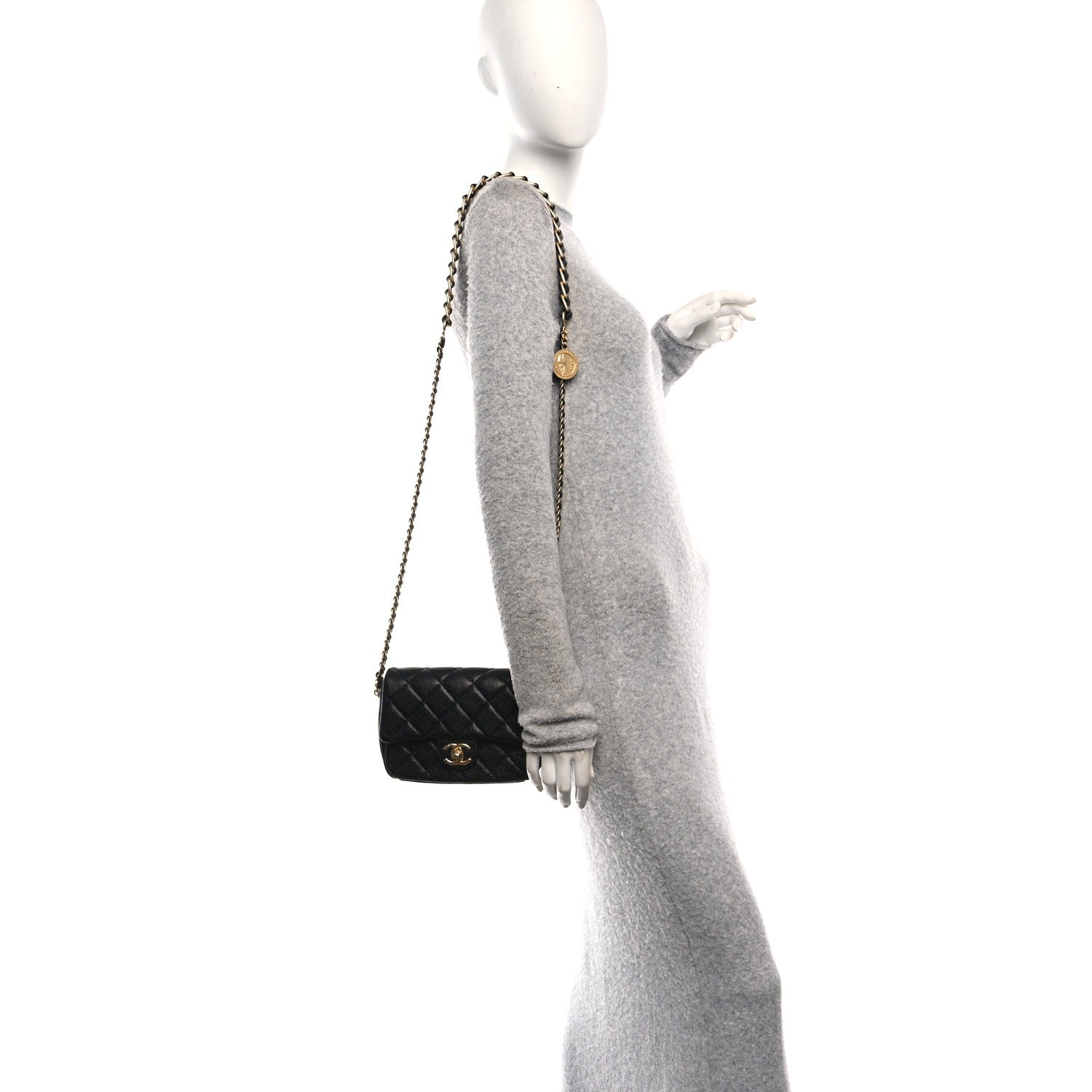 Chanel Caviar Quilted Mini Chain Soul Flap Black