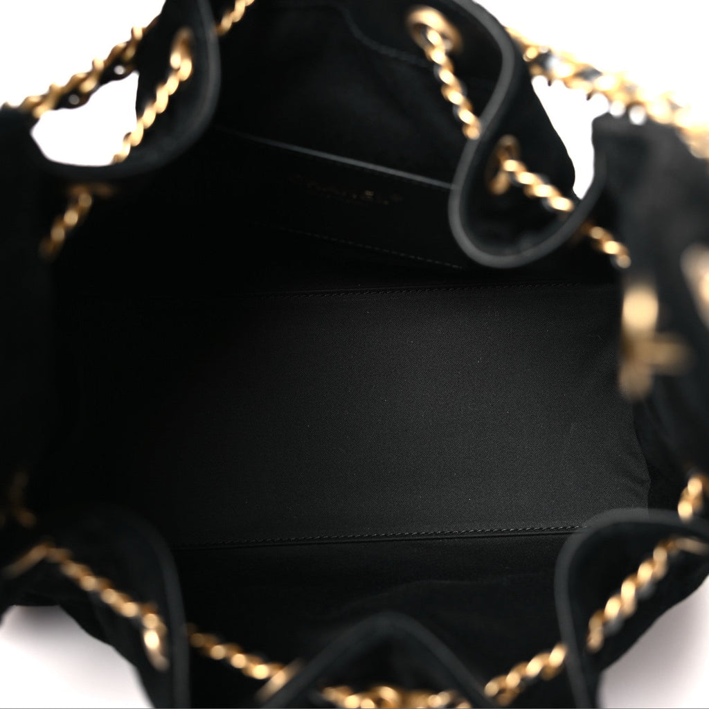 Chanel Suede Quilted Small Chanel 25 Handbag Black