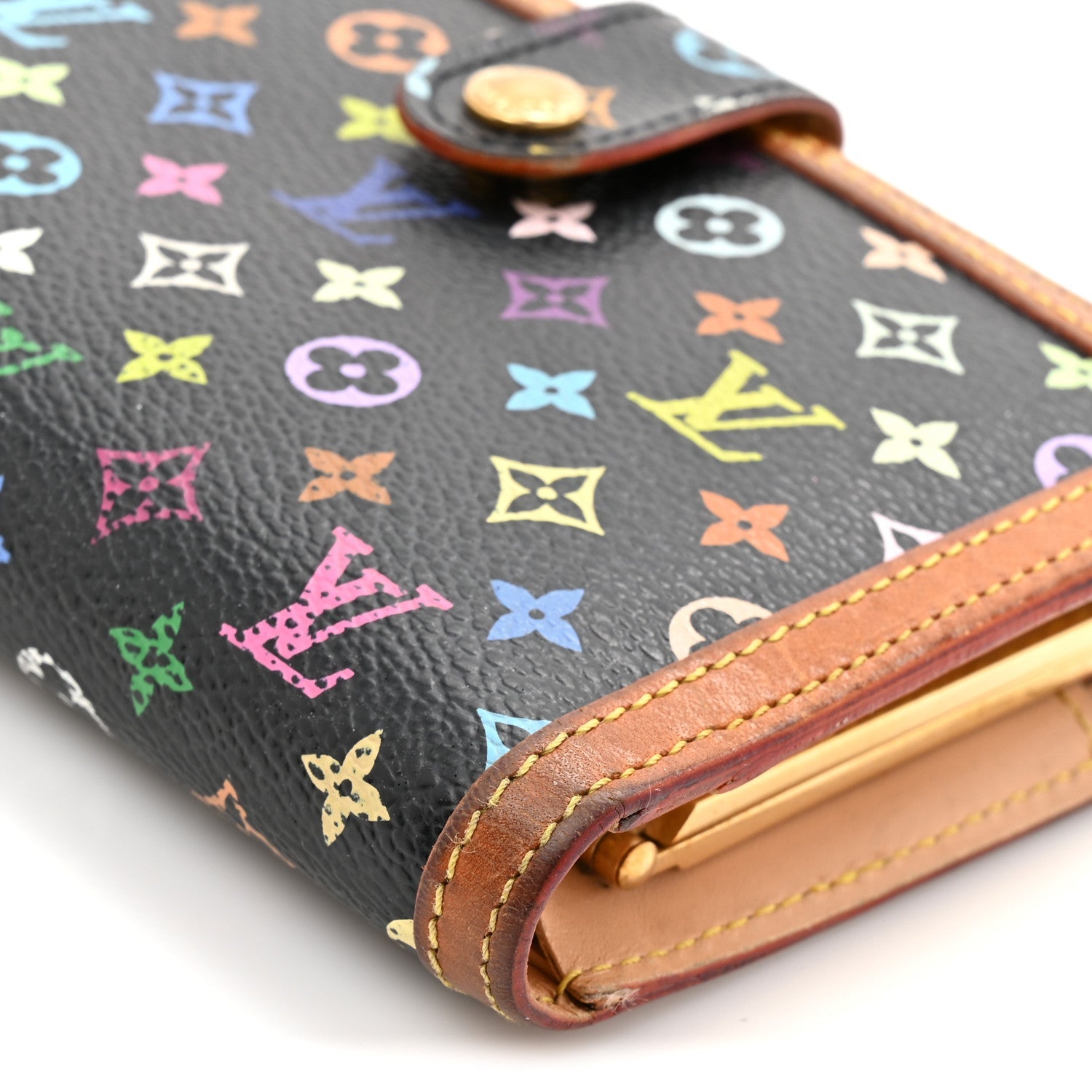 Louis Vuitton Monogram Multicolor French Purse Wallet Black