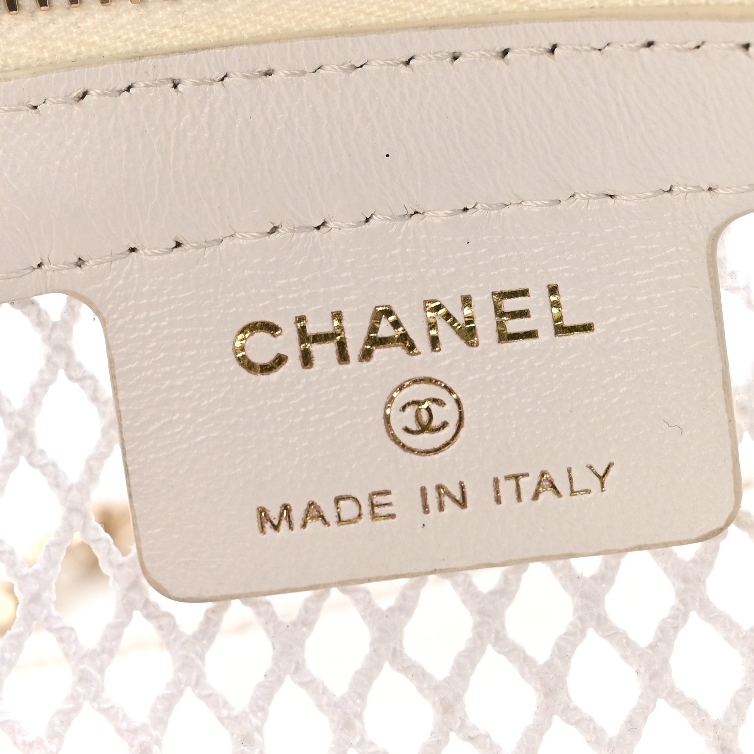 Chanel Mesh Shiny Lambskin Chain Hobo White