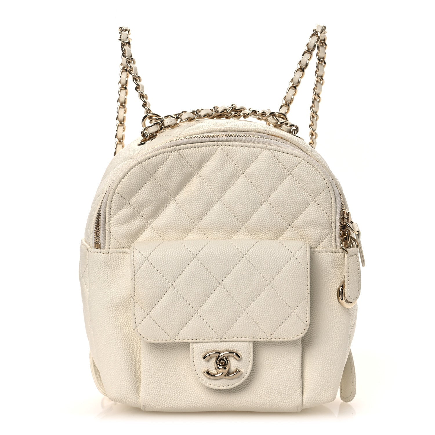 Chanel Caviar Quilted Small CC Day Backpack White