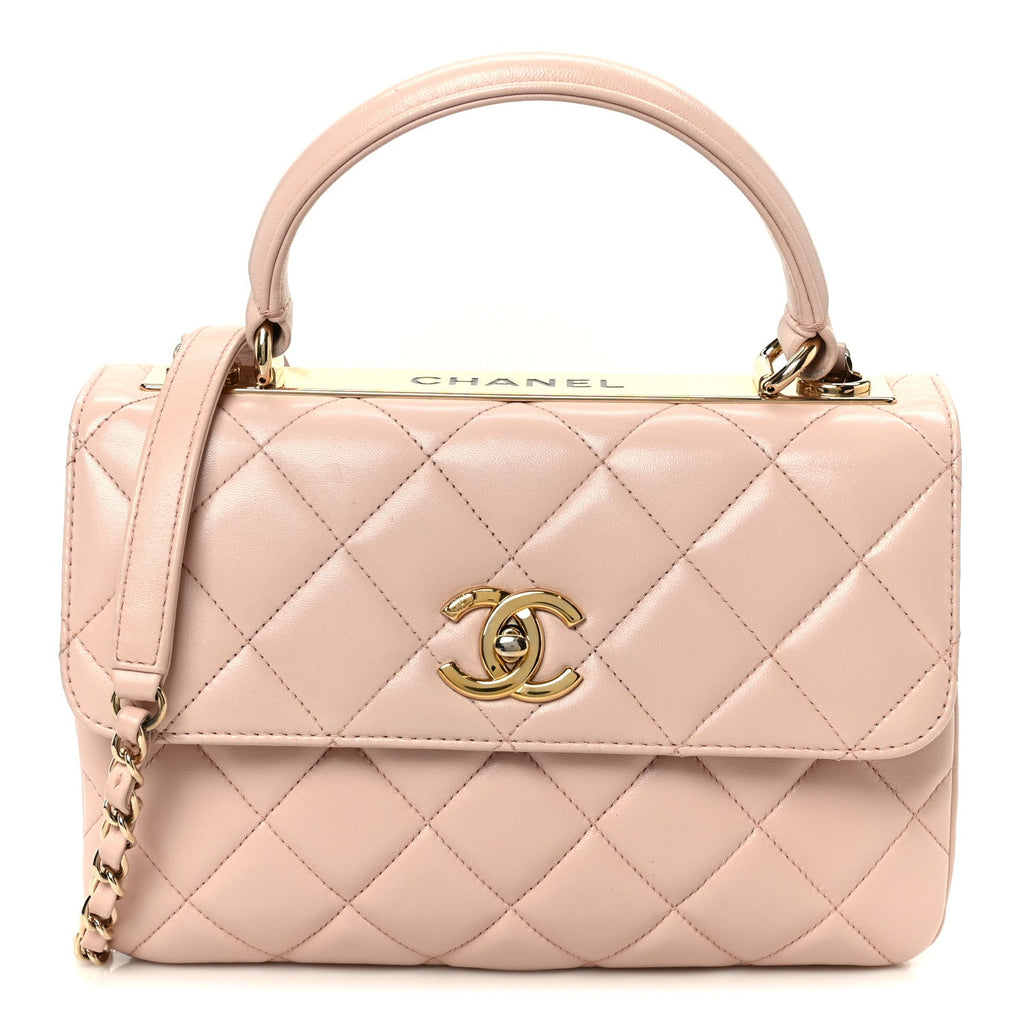Chanel Lambskin Quilted Small Trendy CC Flap Dual Handle Bag Light Pink