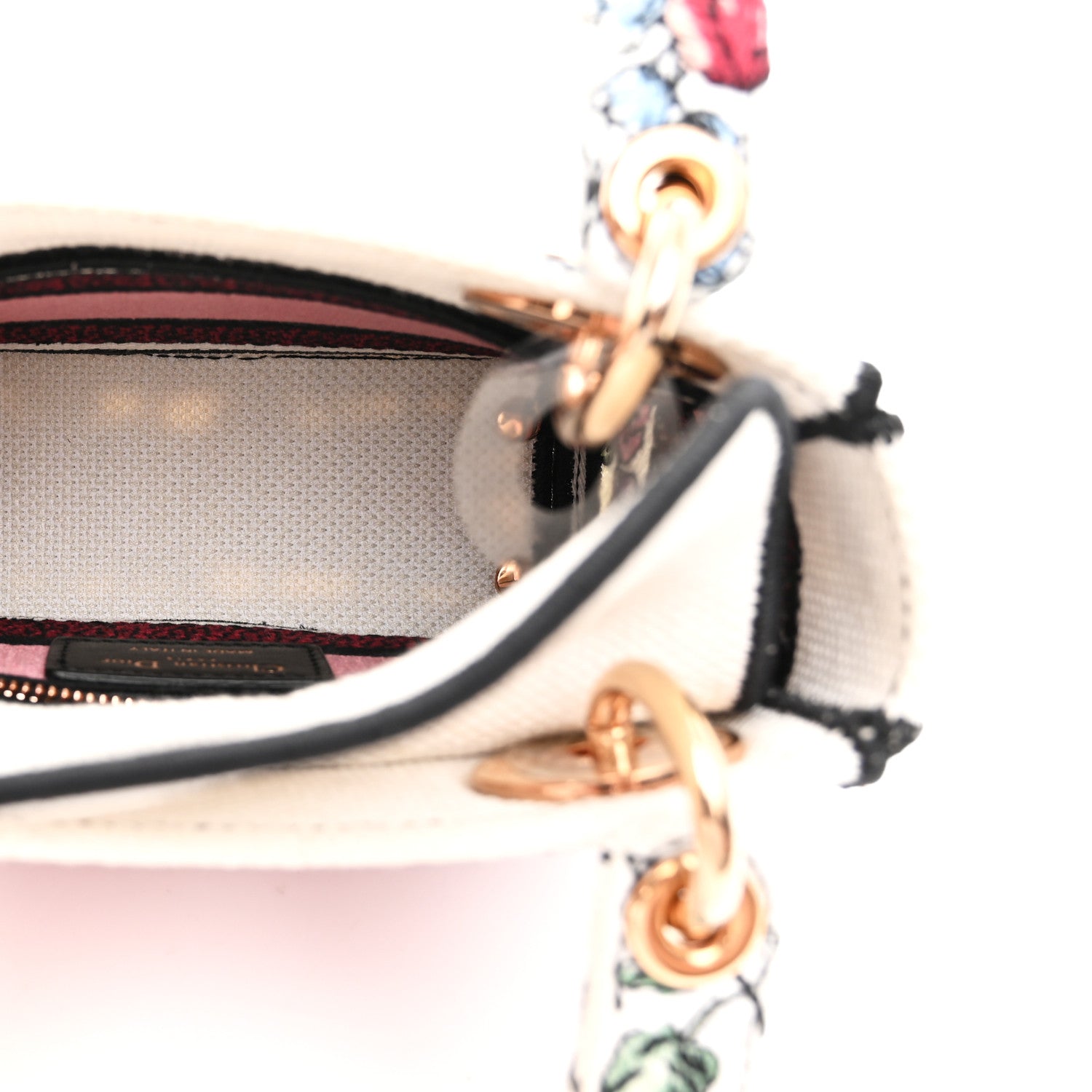 Christian Dior Canvas Florilegio Embroidered Mini Lady D-Lite White Multicolor