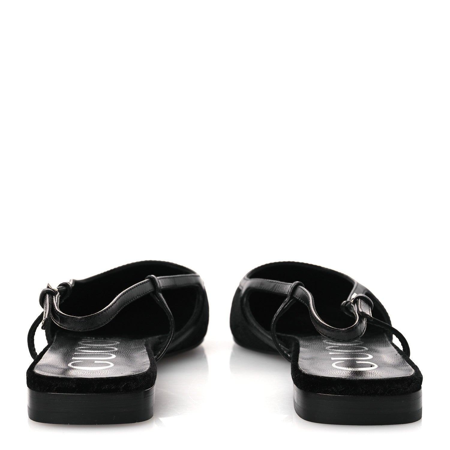 Gucci New Velvet Ashmir GG Monogram Malaga Kid Slingback Ballet Flats 37 Black