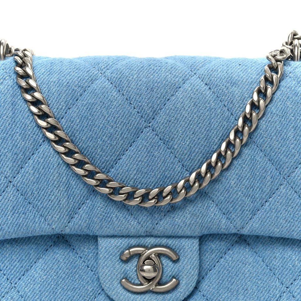 Chanel Denim Quilted Sweetheart Mini Flap Blue