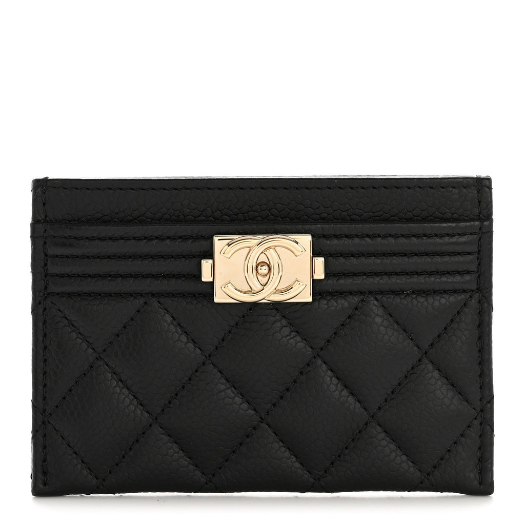 Caviar Quilted Boy Card Holder Black