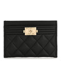 Caviar Quilted Boy Card Holder Black