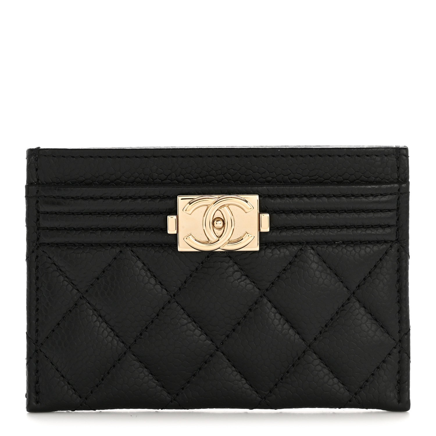 Caviar Quilted Boy Card Holder Black
