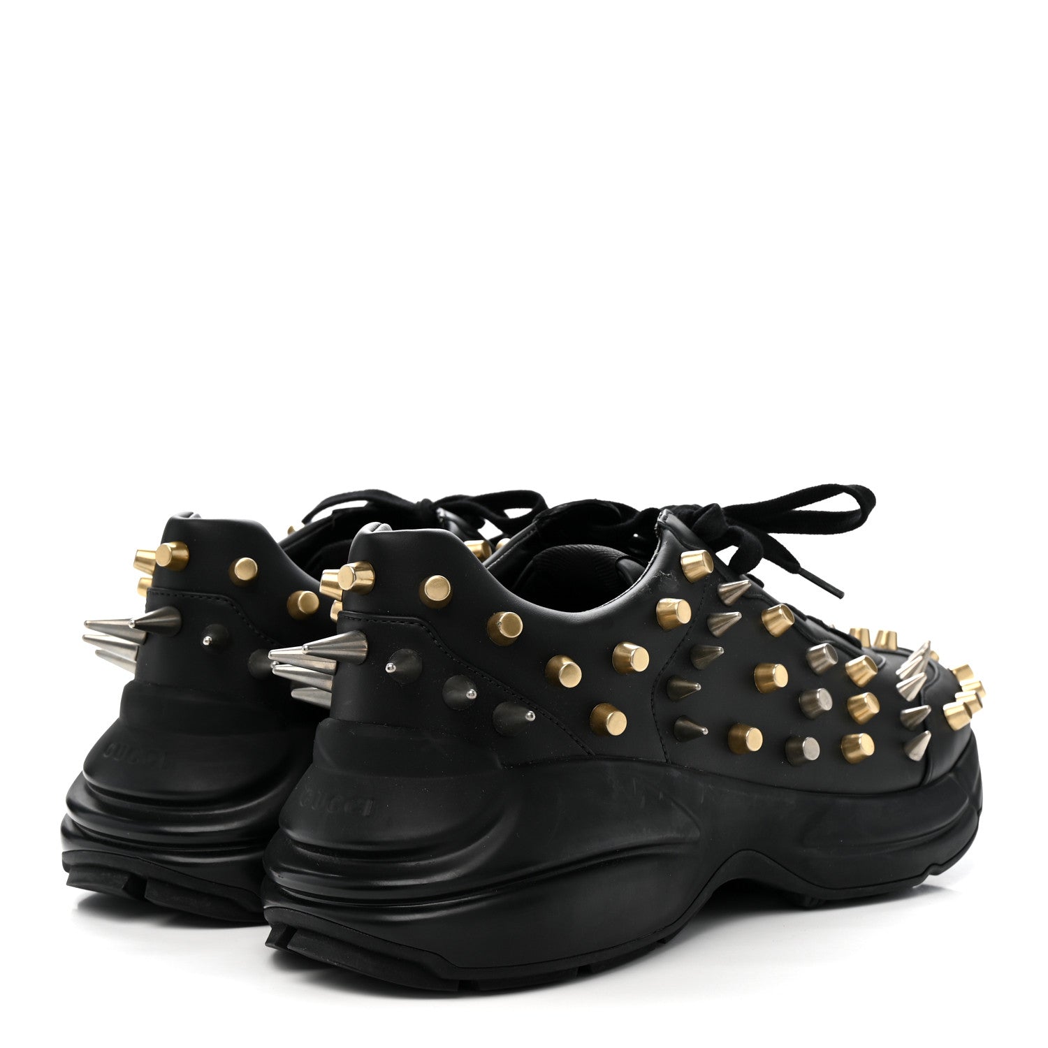 Gucci Demetra Spike Studded Mens Rhyton Sneakers 10 Black