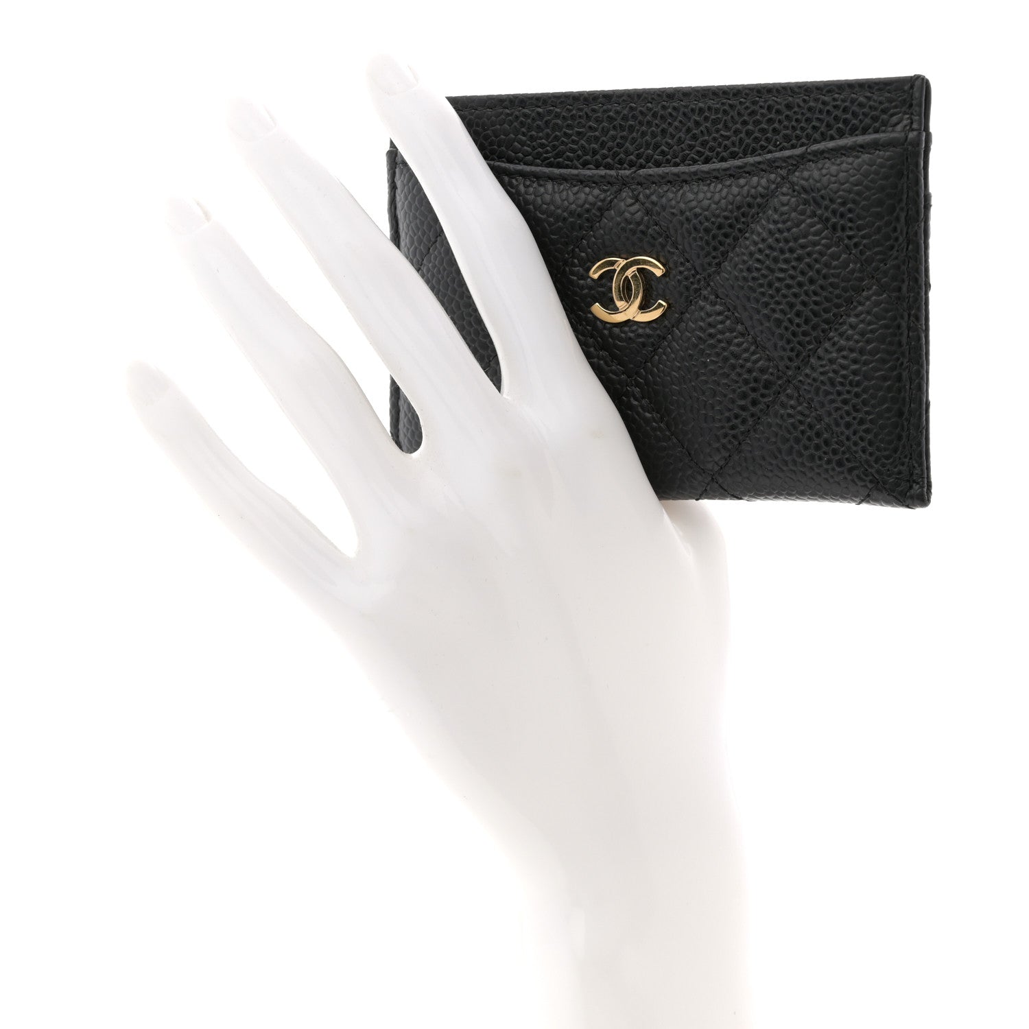 Caviar Quilted Card Holder Black
