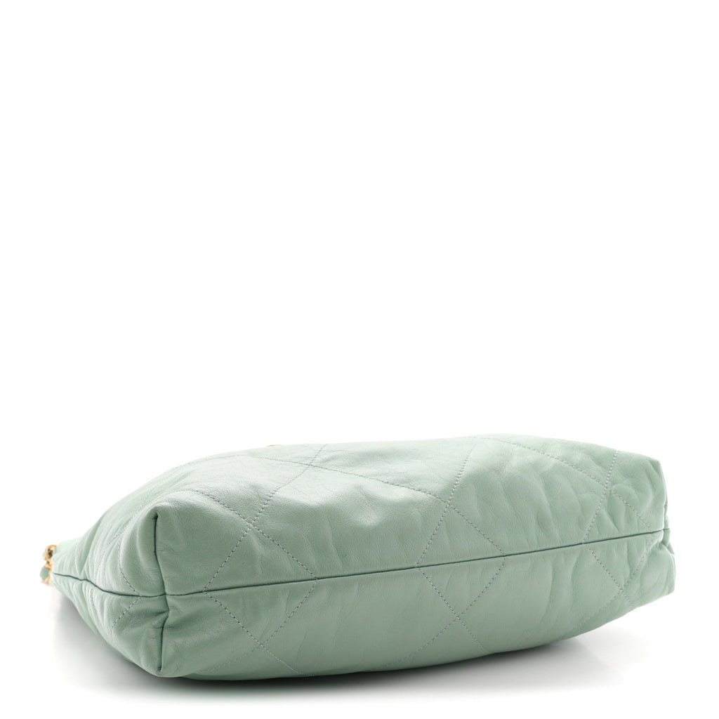 Chanel Shiny Calfskin Quilted Small Chanel 22 Light Green
