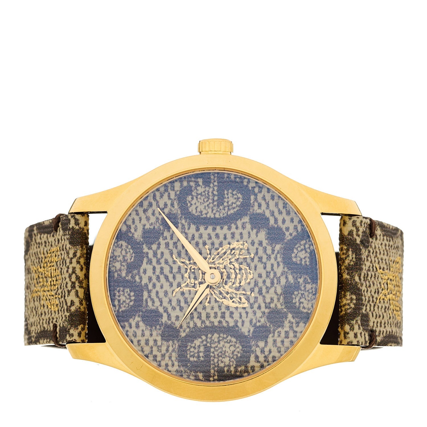 Gucci Stainless Steel Canvas 38mm G-Timeless GG Supreme Bee Quartz Watch Brown