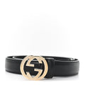 Gucci Moon Calfskin Interlocking G 25mm Belt 85 34 Black